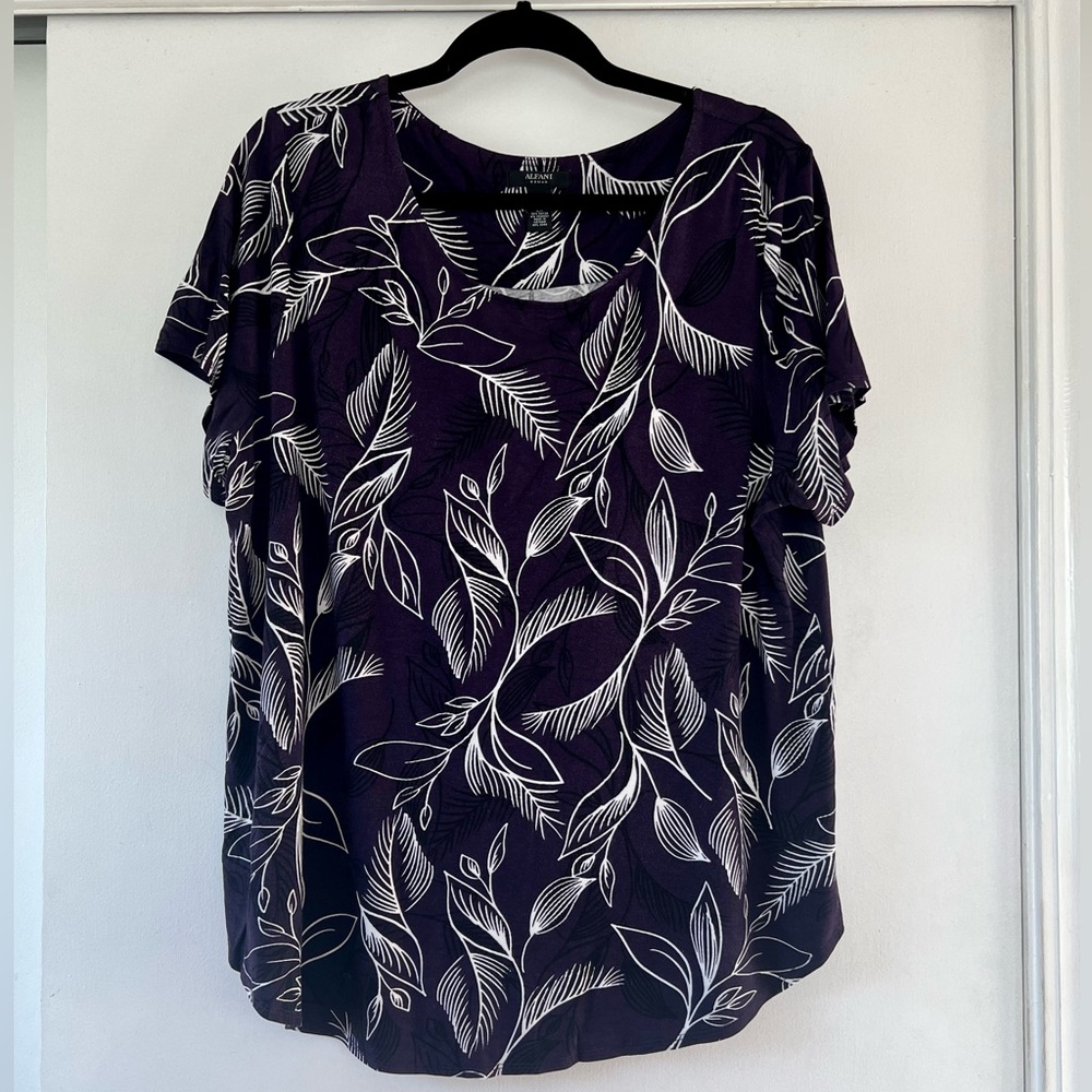 Alfani Plum Floral Tee
